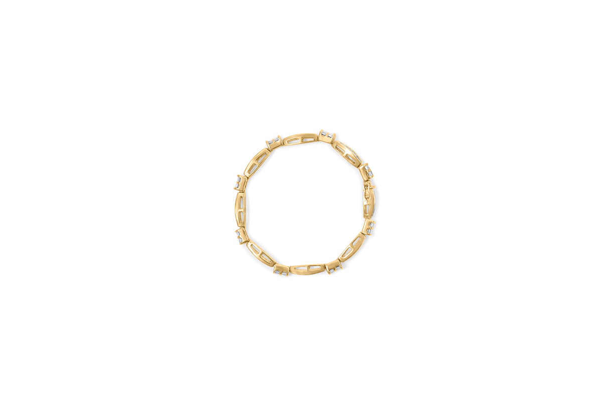 14K Yellow Gold Princess and Baguette Cut Diamond Beaded Bracelet (3.00 cttw, H-I Color, SI1-SI2 Clarity)