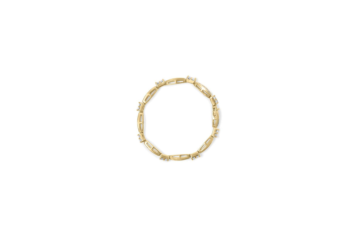 14K Yellow Gold Princess and Baguette Cut Diamond Beaded Bracelet (3.00 cttw, H-I Color, SI1-SI2 Clarity)