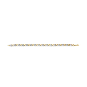 10K Yellow Gold 1.00 Cttw Diamond Cluster X Link Tennis Link 7.50" Bracelet  (I-J Color, I2-I3 Clarity)