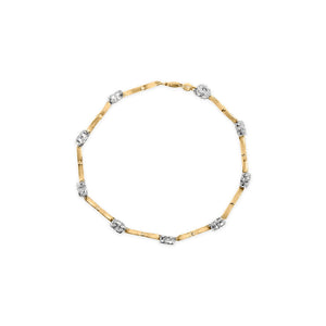 10k Two-Tone Gold 1/3 Cttw Diamond Pave Set Heart S-Link 7.25" Bracelet (I-J Color, I2-I3 Clarity)