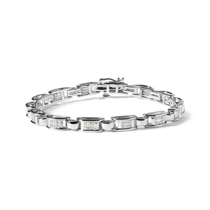 14K White Gold 1.00 Cttw Princess-Cut Diamond Link Bracelet (I-J Color, I1-I2 Clarity) - Size 7.25