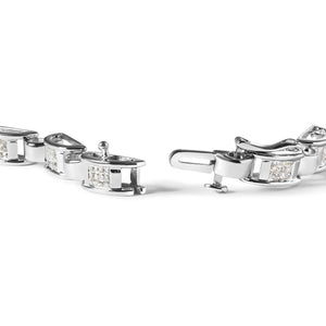 14K White Gold 1.00 Cttw Princess-Cut Diamond Link Bracelet (I-J Color, I1-I2 Clarity) - Size 7.25