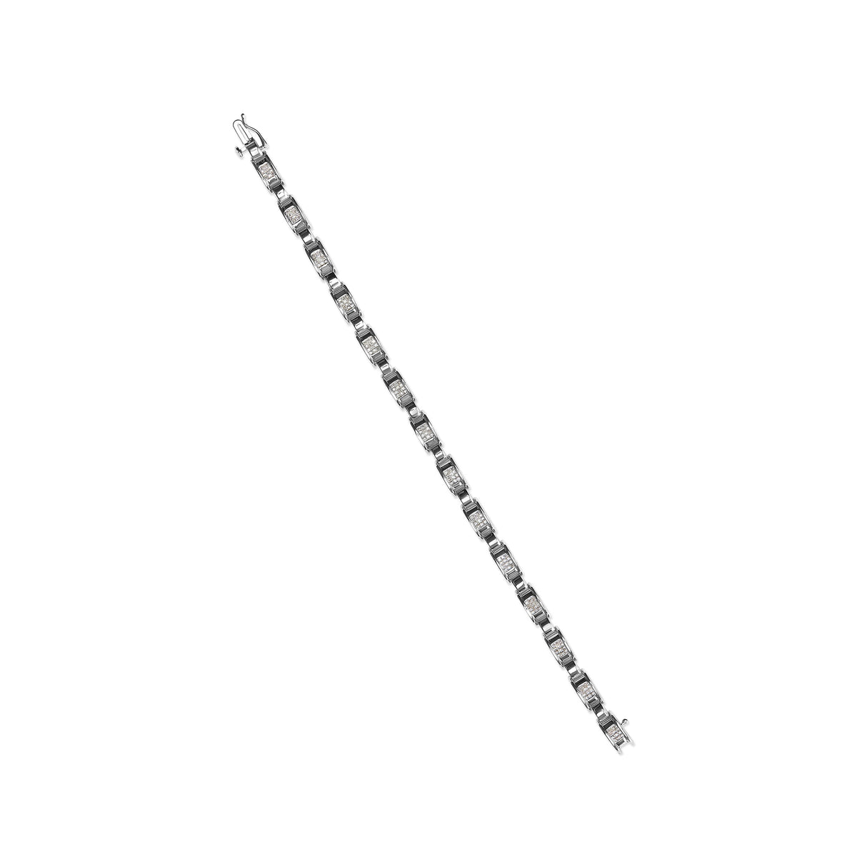 14K White Gold 1.00 Cttw Princess-Cut Diamond Link Bracelet (I-J Color, I1-I2 Clarity) - Size 7.25