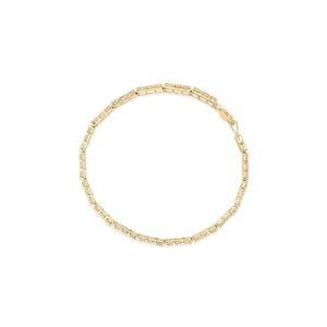 10K Yellow Gold over .925 Sterling Silver 1.0 Cttw Diamond Square Hybrid Link 7" Tennis Bracelet (I-J Color, I2-I3 Clarity)