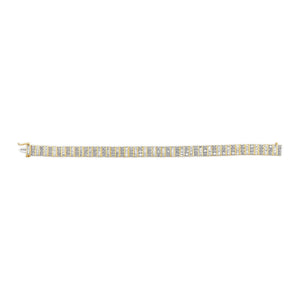 14K Yellow Gold Round and Baguette-Cut Diamond Bracelet (5.50 cttw, H-I Color, I1-I2 Clarity)