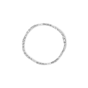 14k White Gold 2 1/2 Cttw Diamond Alternating Floral Cluster and Oval Link 7" Bracelet (G-H Color, SI2-I1 Clarity)