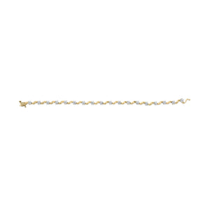 10k Yellow Gold 1.00 Cttw Round-Cut Diamond Floral S-Link 7.50" Bracelet (I-J Color, I2-I3 Clarity)