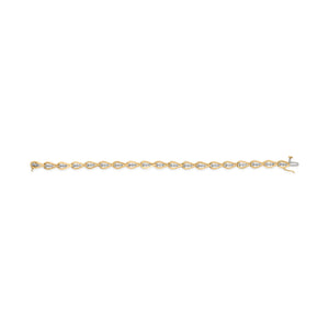 10k Yellow Gold 1/3 Cttw Diamond 3 Stone Teardrop Design Link Bracelet (I-J Color, I1-I2 Clarity) - 7.25" Inches
