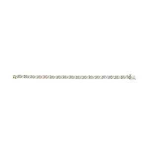 10K Yellow Gold 1.00 Cttw Round Cut Diamond Cross Link 7" Bracelet (I-J Color, I2-I3 Clarity)