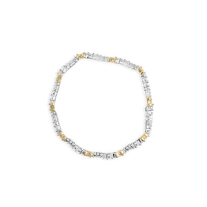 10K Two-Tone 2.00 Cttw Diamond "X" and Wave Link Bracelet (H-I Color, I1-I2 Clarity) - 7" Inches