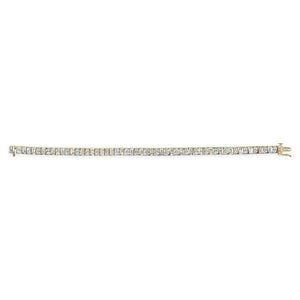 10K Yellow Gold 4.0 Cttw Alternating Baguette & Round Cut Diamond Bezel- & Prong-Set 7" Tennis Bracelet (G-H Color, SI1-SI2 Clarity)
