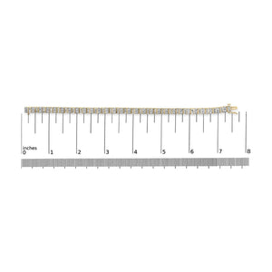 10K Yellow Gold 4.0 Cttw Alternating Baguette & Round Cut Diamond Bezel- & Prong-Set 7" Tennis Bracelet (G-H Color, SI1-SI2 Clarity)