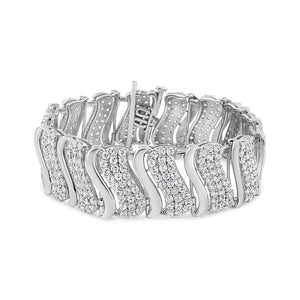 14K Yellow Gold 15.0 Cttw Diamond Chevron Wave 7.25" Inch Link Bracelet (J-K Color, I1-I2 Clarity)