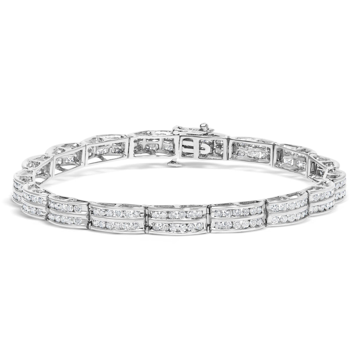 14K White Gold Round-Cut Diamond Bracelet (3.22 cttw, H-I Color, I1-I2 Clarity)