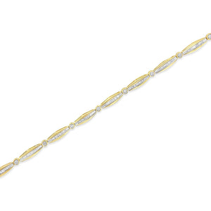 14K Yellow Gold 2.0 Cttw Round Brilliant-Cut & Baguette Cut Diamond Bezel and Tapered Link 7" Tennis Bracelet (H-I Color, SI2-I1 Clarity)