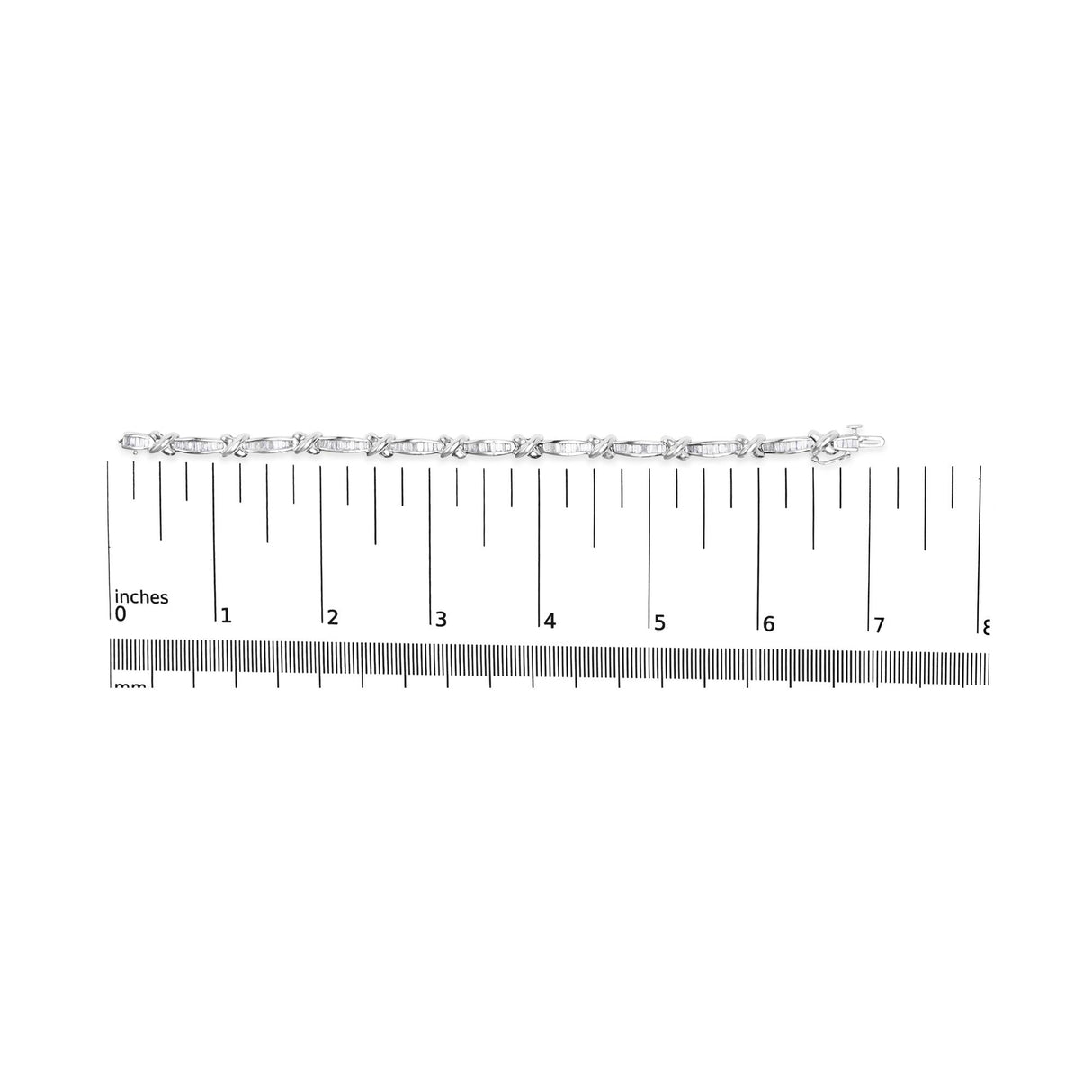 14K White Gold Baguette-Cut Diamond X-Link Bracelet (2.00 cttw, H-I Color, I1-I2 Clarity)