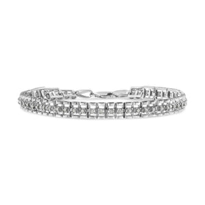.925 Sterling Silver 1.0 Cttw Rose Cut Diamond Double-Link 7" Tennis Bracelet (I-J Color, I3 Clarity)