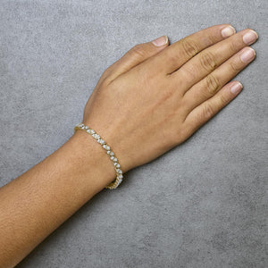 14K Yellow Gold 4.00 Cttw Diamond Triangle Link Tennis Bracelet (H-I Color, I1-I2 Clarity) - 7" Inches