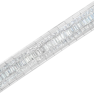 14K White Gold 7 7/8 Cttw Princess and Baguette Diamond Eternity Line Tennis Bracelet (G-H Color, SI1-SI2 Clarity) - 7" Inches