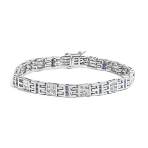 14K White Gold Princess-Cut white and Blue Diamond Fashion Bracelet(3.00 cttw,H-I Color,SI1-SI2 Clarity)