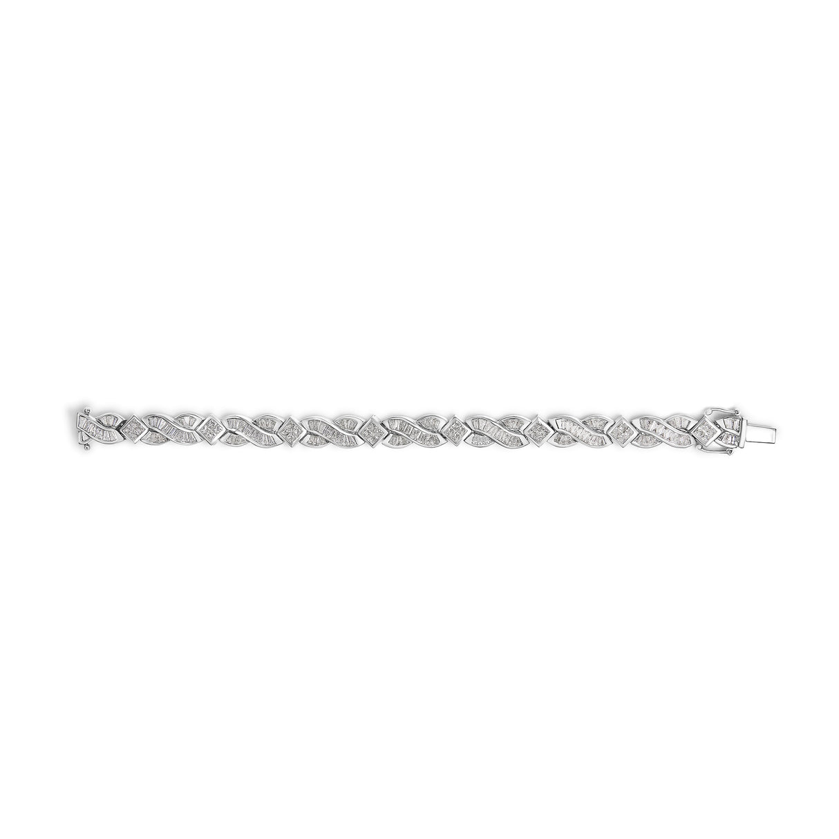 14K White Gold 8 1/5 Cttw Diamond Geometric Twisted Link Bracelet