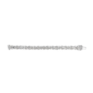 14K White Gold 8 1/5 Cttw Diamond Geometric Twisted Link Bracelet