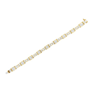 14K Yellow Gold 9.0 Cttw Diamond Alternating Bow and Box Link Bracelet (G-H Color, VS1-VS2 Clarity)- 7"