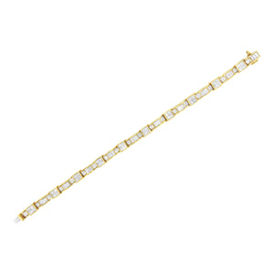 14K Yellow Gold 7.0 Cttw Baguette Cut Diamond Alternating Box and Wave Link Bracelet (G-H Color, VS1-VS2 Clarity) - 7" Inches