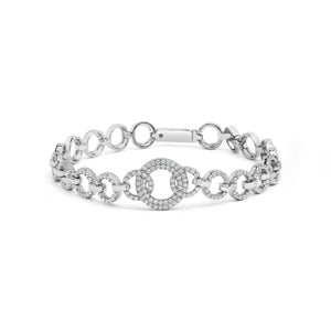 .925 Sterling Silver 1.00 Cttw Diamond Interlinking Open Circle Link Bracelet