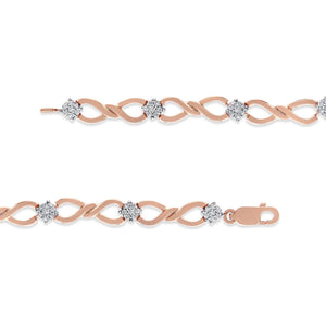 10K Rose Gold Plated .925 Sterling Silver 1/2 Cttw Diamond Infinity Link Tennis Bracelet (H-I Color, I2-I3 Clarity) -7”
