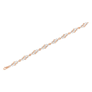 10K Rose Gold 1.0 Cttw Diamond Infinity Loop and Swirl Link Bracelet (I-J Color, I2-I3 Clarity) - 7.25" Inches