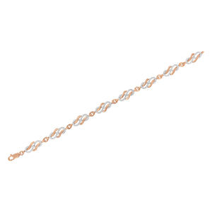10K Rose Gold 1.0 Cttw Diamond Infinity Loop and Swirl Link Bracelet (I-J Color, I2-I3 Clarity) - 7.25" Inches
