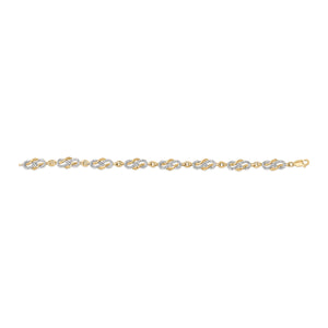 14K Yellow Gold Plated .925 Sterling Silver 1.0 Cttw Diamond Infinity Loop and Swirl Link Bracelet