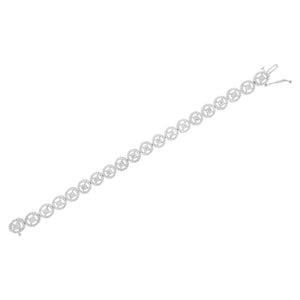 .925 Sterling Silver 1/2 Cttw Diamond Nested Circle Miracle Set Open Wheel 7.25" Fashion Link Bracelet (I-J Color, I3 Clarity)