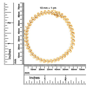 10K Yellow Gold over .925 Sterling Silver 1.0 Cttw Round Miracle-Set Diamond 7" Tennis Bracelet (I-J Color, I3 Clarity)