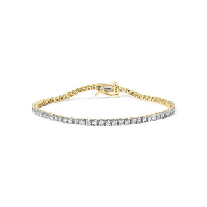 14K Yellow Gold Plated .925 Sterling Silver 3 cttw Diamond Tennis Bracelet - Size 7.25"