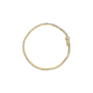 14K Yellow Gold Plated .925 Sterling Silver 3 cttw Diamond Tennis Bracelet - Size 7.25"
