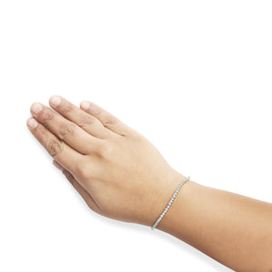 14K Yellow Gold Plated .925 Sterling Silver 3 cttw Diamond Tennis Bracelet - Size 7.25"
