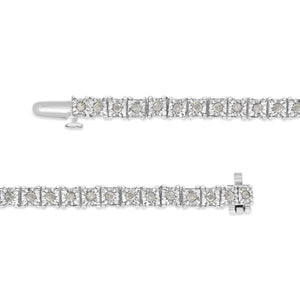 .925 Sterling Silver 1.0 Cttw Diamond Square Frame Miracle-Set Tennis Bracelet (I-J Color, I3 Clarity) - 8"