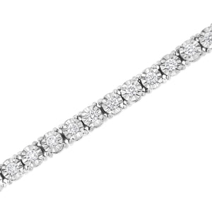 .925 Sterling Silver 3.0 Cttw Lab Grown Diamond Illusion-Set Miracle Plate Tennis Bracelet (G-H Color, VS1-VS2 Clarity) - Size 7.25"