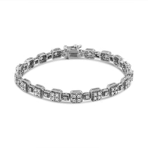 10K Gold 2.0 Cttw Diamond Square Link Bracelet (J-K Color, I2-I3 Clarity) - Size 7.25"