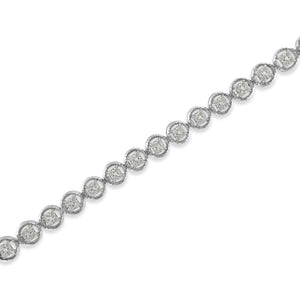 .925 Sterling Silver 1-1/3 Cttw Diamond 7" Open Circle Wheel Link Tennis Bracelet (I-J Color, I2-I3 Clarity)