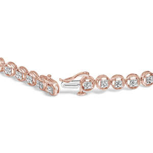 .925 Sterling Silver 1/10 Cttw Diamond Open Circle Wheel Link 7" Tennis Bracelet (I-J Color, I2-I3 Clarity)