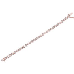 .925 Sterling Silver 1/10 Cttw Diamond Open Circle Wheel Link 7" Tennis Bracelet (I-J Color, I2-I3 Clarity)