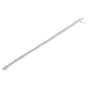 .925 Sterling Silver 1/10 Cttw Diamond Open Circle Wheel Link 7" Tennis Bracelet (I-J Color, I2-I3 Clarity)
