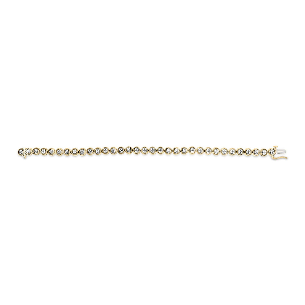 .925 Sterling Silver 1/10 Cttw Diamond Open Circle Wheel Link 7" Tennis Bracelet (I-J Color, I2-I3 Clarity)