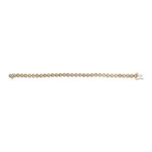 14K Yellow Gold Plated .925 Sterling Silver 1/10 Cttw Diamond Open Circle Beaded Wheel Link Tennis Bracelet (I-J Color, I3 Clarity) - 7.25"