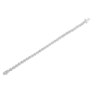 .925 Sterling Silver 1/4 Cttw Diamond 7" Open Circle Wheel Link Tennis Bracelet (I-J Color, I2-I3 Clarity)