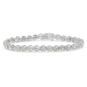 .925 Sterling Silver 2 cttw Miracle Plate Set Diamond Spiral Link Bracelet (I-J Color, I3 Clarity) -7"