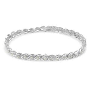 .925 Sterling Silver 2 cttw Miracle Plate Set Diamond Spiral Link Bracelet (I-J Color, I3 Clarity) -7"